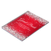 Zilver Glitter Rood Glam Gradiënt Afstudeer Gast Notitieboek (Linkerzijde)