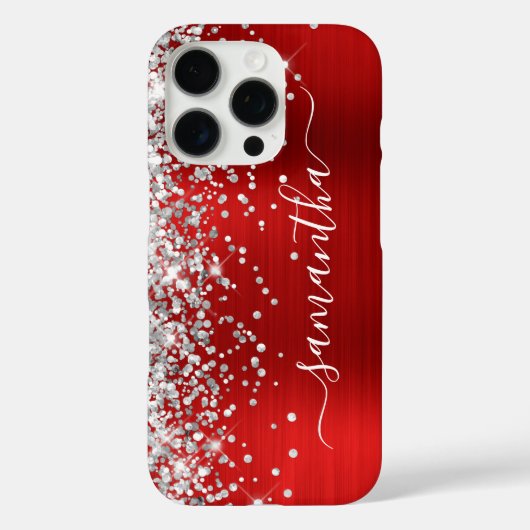 Zilver Glitter Rood Metallic Meisjesachtige Handte Case-Mate iPhone Case (Achterkant)