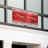 Zilver Glitter Rood Persoonlijke Prettige Feestdag Spandoek (Buitenkant Gebouw)