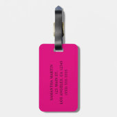 Zilver Glitter Roze Fantasie Monogram Bagagelabel (Achterkant verticaal)