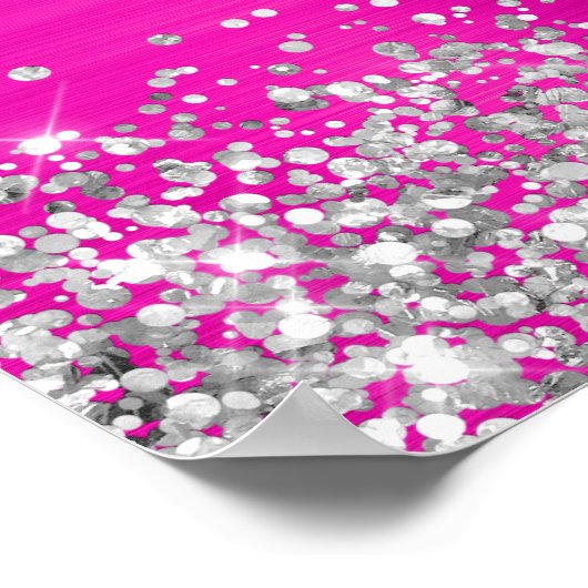 Zilver Glitter Roze Folie 40e Verjaardag Welkom Poster (Hoek)