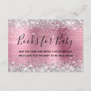 Zilver Glitter Roze Folie Boeken voor Baby Informatiekaartje