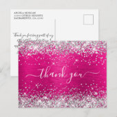 Zilver Glitter Roze Folie Verjaardag Bedanktkaart Briefkaart (Voorkant / Achterkant)