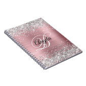 Zilver Glitter Roze Metallic Fancy Monogram Notitieboek (Rechterzijde)