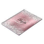 Zilver Glitter Roze Metallic Fancy Monogram Notitieboek (Linkerzijde)