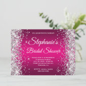 Zilver Glitter Roze Ombre Fancy Monogram Kaart (Staand voorkant)