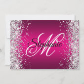 Zilver Glitter Roze Ombre Fancy Monogram Kaart (Achterkant)