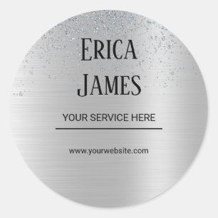 Zilver Glitter Schoonheidssalon Ronde Sticker