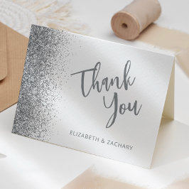 Zilver Glitter Schrift Witte Trouw Dank Je Kaart