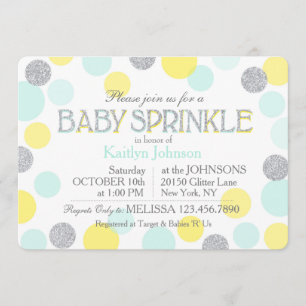 Zilver Glitter Seafoam Gele Stippen Baby Sprinkle Kaart