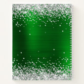 Zilver Glitter Smaragdgroene Folie Fancy Monogram Notitieboek (Achterkant)