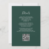 Zilver Glitter Smaragdgroene QR Code Huwelijk Kaart (Achterkant)