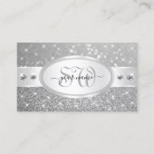 Zilver Glitter Sparkelende Stars Diamonds Initiale Visitekaartje (Voorkant)