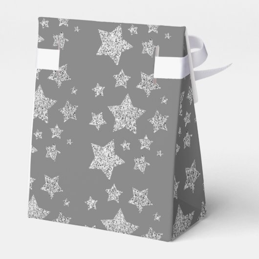 Zilver glitter sparkles Stars patroon licht grijs Bedankdoosjes (Achterkant)