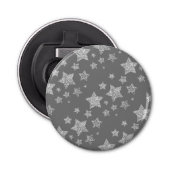 Zilver glitter sparkles Stars patroon licht grijs Button Flesopener (Voorkant)