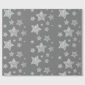 Zilver glitter sparkles Stars patroon licht grijs Cadeaupapier (Vlak)