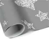 Zilver glitter sparkles Stars patroon licht grijs Cadeaupapier (Rol Hoek)