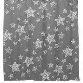 Zilver glitter sparkles Stars patroon licht grijs Douchegordijn (Voorkant)