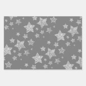 Zilver glitter sparkles Stars patroon licht grijs Inpakpapier Vel (Voorkant)