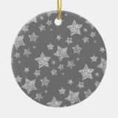 Zilver glitter sparkles Stars patroon licht grijs Keramisch Ornament (Voorkant)