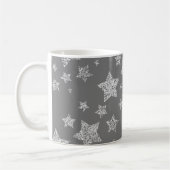 Zilver glitter sparkles Stars patroon licht grijs Koffiemok (Links)