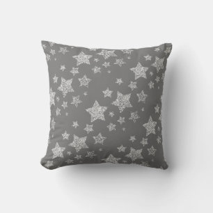 Zilver glitter sparkles Stars patroon licht grijs Kussen