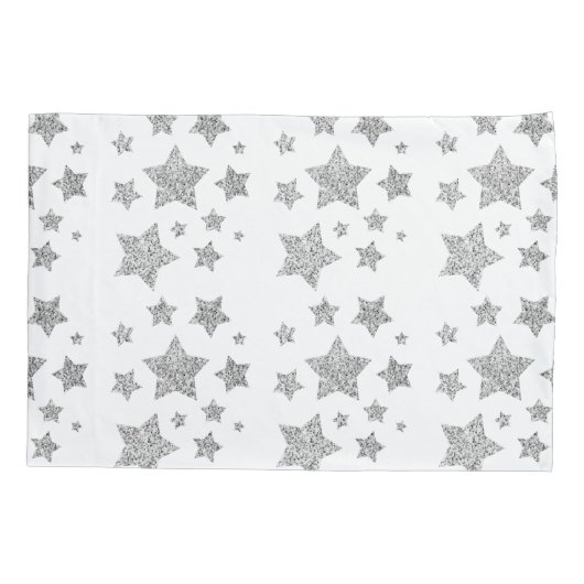 Zilver glitter sparkles Stars patroon licht grijs Kussensloop (Achterkant)
