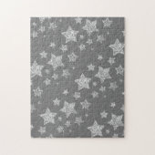 Zilver glitter sparkles Stars patroon licht grijs Legpuzzel (Verticaal)