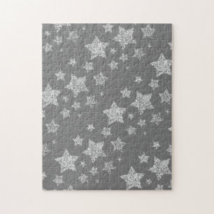 Zilver glitter sparkles Stars patroon licht grijs Legpuzzel