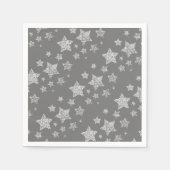 Zilver glitter sparkles Stars patroon licht grijs Servet (Voorkant)