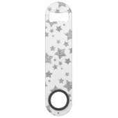 Zilver glitter sparkles Stars patroon licht grijs Speed Flessenopener (Achterkant)