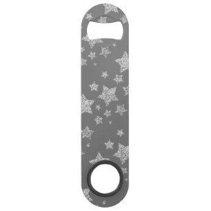 Zilver glitter sparkles Stars patroon licht grijs Speed Flessenopener