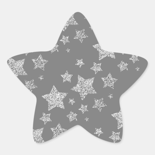 Zilver glitter sparkles Stars patroon licht grijs Ster Sticker (Voorkant)