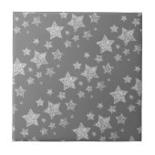 Zilver glitter sparkles Stars patroon licht grijs Tegeltje (Voorkant)