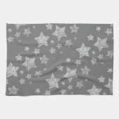 Zilver glitter sparkles Stars patroon licht grijs Theedoek (Horizontaal)