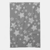 Zilver glitter sparkles Stars patroon licht grijs Theedoek (Verticaal)
