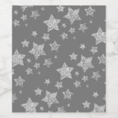 Zilver glitter sparkles Stars patroon licht grijs Wijn Etiket (Enkel label)