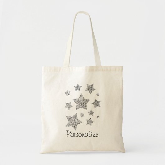 Zilver glitter sparkles Stars personaliseren Tote Bag (Voorkant)