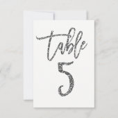 Zilver Glitter Trendy Modern Schrift Tafelnummer 5 (Voorkant)