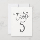 Zilver Glitter Trendy Moderne Script Tafelnummer 5 (Achterkant)