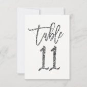 Zilver Glitter Trendy Script Tafelnummer 11 (Voorkant)