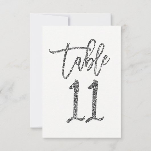 Zilver Glitter Trendy Script Tafelnummer 11 (Achterkant)