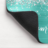 Zilver Glitter Turquoise Glam Naam Muismat (Hoek)