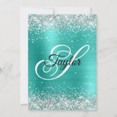 Zilver Glitter Turquoise Monogram 30e Verjaardag Kaart (Achterkant)