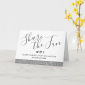 Zilver Glitter Weddenschap Hashtag-gebarentabel Kaart (Gele Bloem)