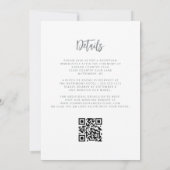 Zilver Glitter Wit Script QR Code Trouwfeest Kaart (Achterkant)