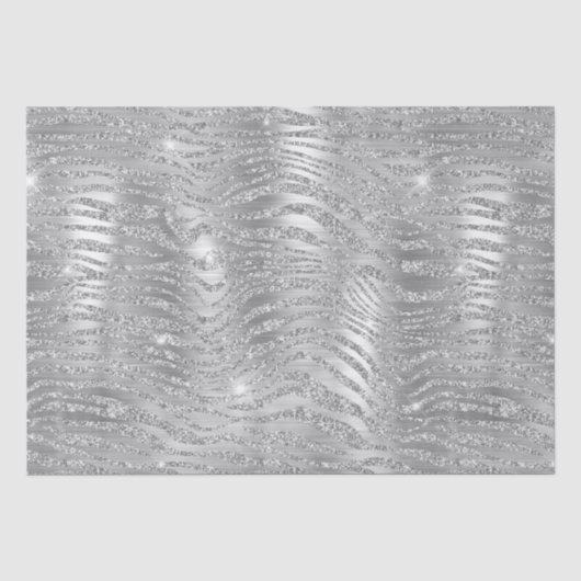 Zilver Glitter Zebra Strepen Metaalpatroon Tissuepapier (Voorkant)