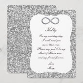 Zilver Glitter Zilver Oneindig Bruidsmeisje Kaart (Voorkant / Achterkant)