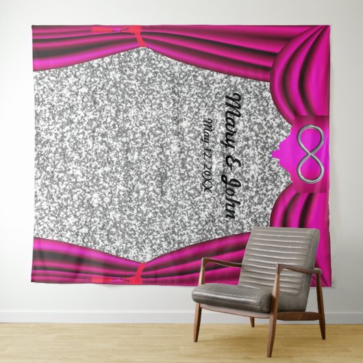 Zilver Glitter Zilver Oneindig Roze Gordijn Wandkleed (In Situ (horizontaal))