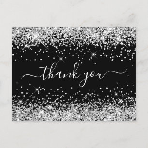 Zilver Glitter Zwart 40e Verjaardag Bedankt Briefkaart